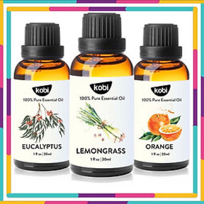 Combo 3 Tinh Dầu Xông Phòng Kobi: Tinh Dầu Khuynh Diệp (30ml) + Tinh Dầu Sả Chanh (30ml) + Tinh Dầu Cam Ngọt (30ml) - Tinh Dầu Thiên Nhiên Nguyên Chất, Tốt Cho Bé Sơ Sinh, Giúp Giữ Ấm Cơ Thể, Phòng Ngừa Bệnh Hô Hấp Hiệu Quả