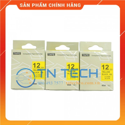 Nhãn in TEPRA - EPSON LC-4YBW (SC12YW) – Chữ đen nền vàng 12MM X 8M  - Dùng cho máy in nhãn TEPRA - EPSON [Hàng nhập khẩu]