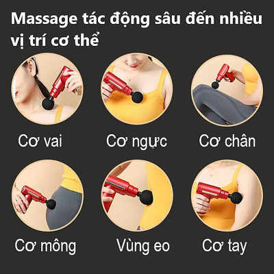 Máy Mát Xa Massage Mini Đa Năng Cầm Tay 6 Chế Độ Tặng Kèm 4 Đầu Massage Toàn Thân  - Giao Màu Ngẫu Nhiên