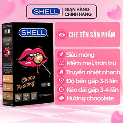 Bao cao su Shell Choco Prolong kéo dài thời gian, hương chocolate  - Hộp 10 cái | SHELL CHÍNH HÃNG
