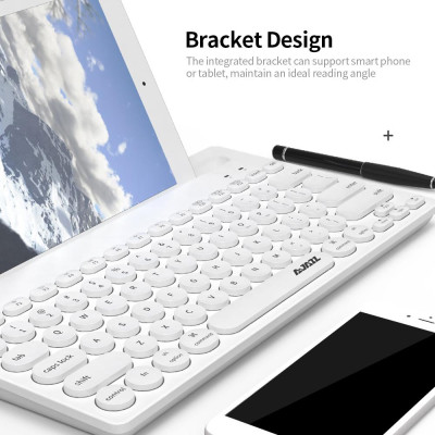 Bàn phím không dây Ajazz 320i Bàn phím không dây 2.4GHz BT -công thái học 79 Phím Bàn phím có giá đỡ - Màu trắng