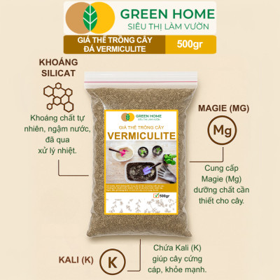 Đá Vermiculite (Vơ Mi) Greenhome, Bao 500gr, Giá Thể, Ươm Hạt Giống, Trồng Rau Mầm, Đất Hoa Hồng, Sen Đá, Thuỷ Canh