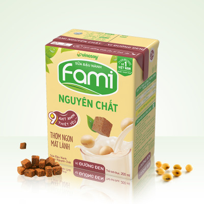 Thùng Sữa Đậu Nành Vinasoy Fami Nguyên Chất Vị Đường Đen (200ml x 36 Hộp)