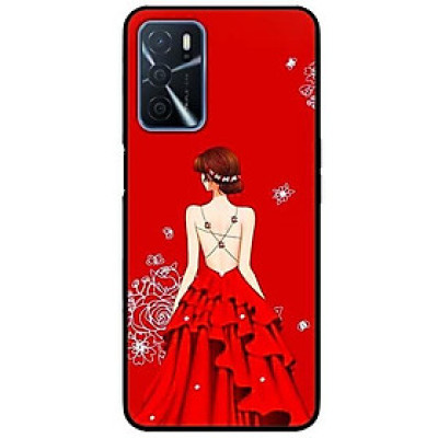 Ốp lưng dành cho Oppo A16 mẫu Cô Gái Hai Dây Đầm Đỏ