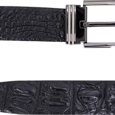 Thắt Lưng Nam Da Cá Sấu Gai Bụng Bản Lớn Đầu Kim Huy Hoàng HT4228 - Đen