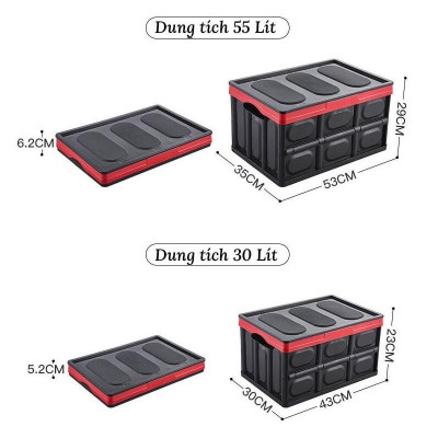 Thùng Đựng Đồ Cốp Xe Ô Tô Dung Tích 55 Lít - Hộp Đựng Đồ Sau Cốp Sau Có Thể Gấp Gọn