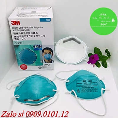 Khẩu trang 3m 1860 chính hãng hộp 20 cái, khẩu trang n95 mask đệm mũi cao cấp đạt tiêu chuẩn NIOSH (Mỹ)