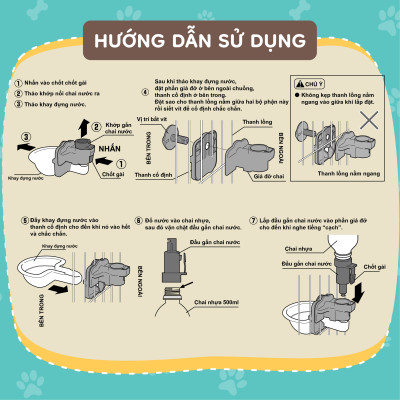 Khay tự cấp nước gắn chuồng cho thú cưng RICHELL Nhật size M Nâu | Pet