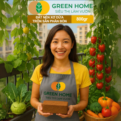 Đất Trồng Cây GreenHome, Viên Nén 800gr, Trộn Sẵn Phân Bón, Nở Gấp 5 Lần, Trồng Rau Hoa Cây Kiểng