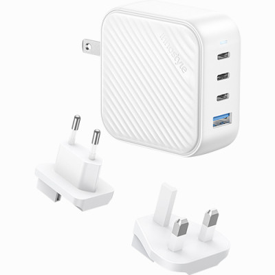 Cốc sạc Innostyle GaN SuperCube with Switch Convertible Plug UK+EU 1USB 3Type-C 100W IC100GWHT - Hàng chính hãng