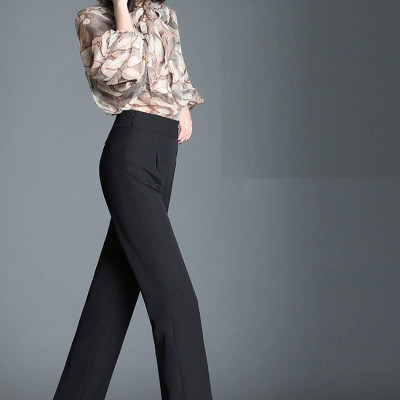 Quần tây ống rộng vải tuyết mưa dày dặn khoá sườn QT19