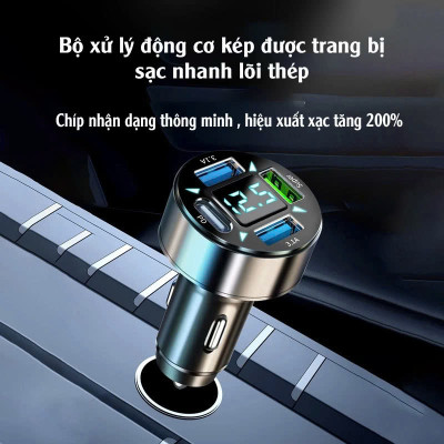 Tẩu Sạc Xe Ô Tô 4 Cổng USB TYPE C Công Nghệ Sạc Nhanh QC 3.1A | Tẩu Sạc Điện Thoại Dùng Trên Xe Ô Tô 4 Cổng USB Sạc Được Nhiều Thiết Bị Cùng Lúc, Hỗ Trợ Sạc Nhanh QC 3.0A