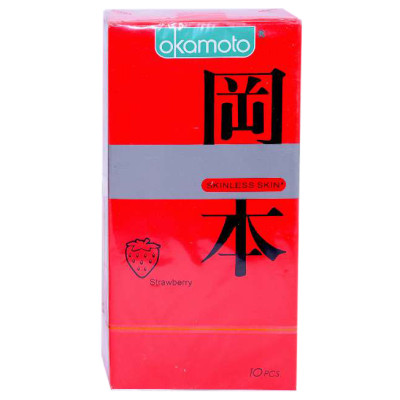 Bao Cao Su Okamoto Skinless Skin Strawberry (Hộp 10 Gói)