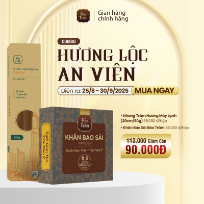 Combo Hương Lộc An Viên – Nhang Trầm Máy Lạnh 20cm (80g) + Khăn Bao Sái Bảo Trầm | Thanh Tịnh