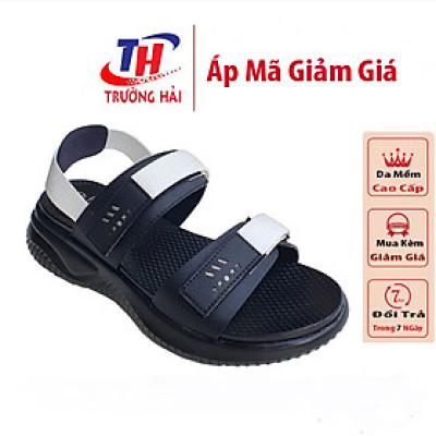 Giày sandal nữ đế bằng cao 4.5cm màu đen Trường Hải Thời trang nữ cao cấp 