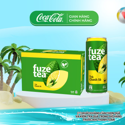 Thùng 24 lon Trà Chanh Với Sả  Fuze Tea 320mlx24  Coca-Cola Official Store_TK