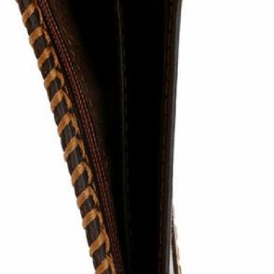 Ví nam da bò Huy Hoàng đan viền màu nâu HT2136