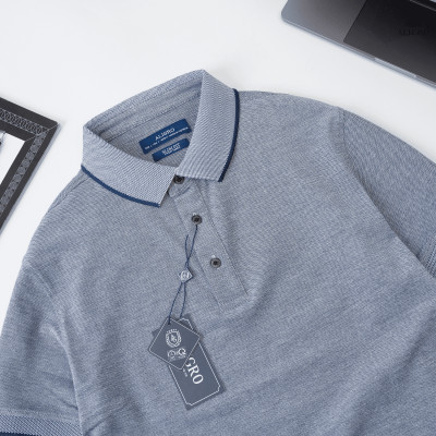 Áo Polo nam ngắn tay phối 2 màu sợi ghi-navy ALGPLO92