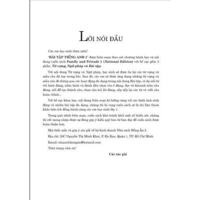 Sách - Bài Tập Tiếng Anh Lớp 1 Biên Soạn Theo Bộ Sách Family And Friends 1 National Edition - Hồng Ân