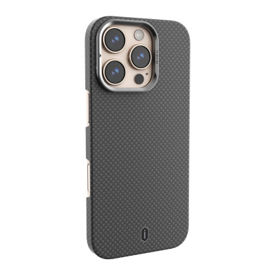 Ốp lưng sợi Aramid Carbon Kevlar sạc từ tính cho iPhone 16 Pro Max / iP 16 Pro hiệu WIWU Aramid Armor Magnetic - Khung viền camera kim loại kim giá đỡ, chất liệu cao cấp - hàng nhập khẩu