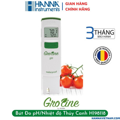 Bút đo pH/Nhiệt độ chống thấm nước trong thủy canh HANNA HI98118 - Hàng chính hãng