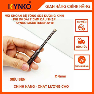 MŨI KHOAN BÊ TÔNG SDS ĐƯỜNG KÍNH PHI Ø 6 DÀI 110MM ĐẦU THẬP KYNKO MKDBTSDSP- 6110