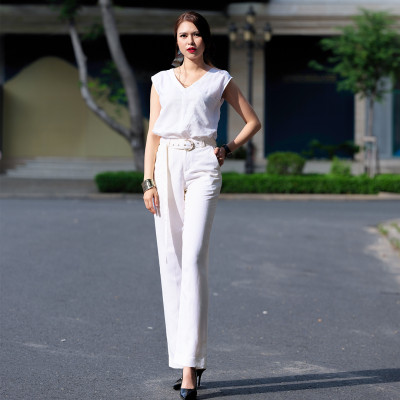 Quần Ống Suông Quần Linen Trắng Cao Cấp Thời trang thiết kế Hity PAN047 (Trắng Kim Cương)