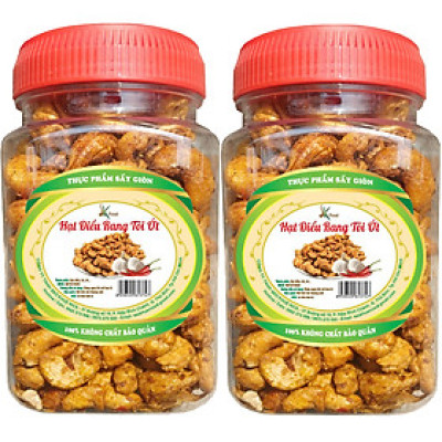 Combo 2 Hũ Hạt Điều Sấy Tỏi Ớt Thơm Ngon Hiệu SK FOOD - Mỗi Hũ 200G