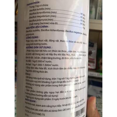 vime bacilluss ,men phân huỷ, nước ao nuôi tôm cá 1kg/lon