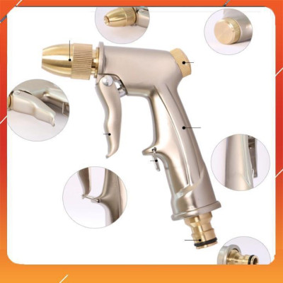 Bộ dây vòi xịt nước rửa xe, tưới cây , tăng áp 3 lần, loại 7m, 10m 206701-1 đầu đồng,cút,nối đen+  móc khoá