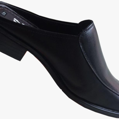 Dép nam bít mũi da bò Trường Hải màu đen đế cao 3.5cm HÌNH ẢNH THẬT