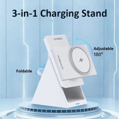 Giá đỡ Choetech T600 điện thoại mag-safe tích hợp sạc không dây 3in 1 (Hàng chính hãng)