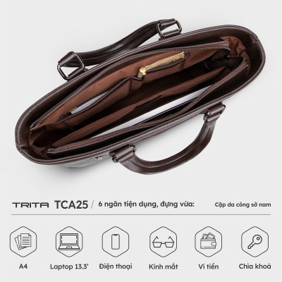 Cặp công sở Trita ( Thời trang nam phong cách đựng vừa laptop 13 inch - Cặp da TCA25 )