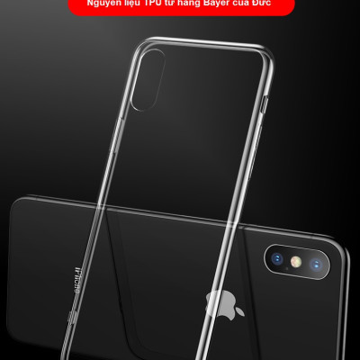 Ốp Lưng Kính Cường Lực Trong Suốt Hoàn Toàn. Lưng Kính Không Ố Vàng, Viền Máy Dẻo Cho Iphone X/ XS/ XS Max/ XR/ 7/8 Plus