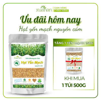 Combo 11 Túi Hạt Yến Mạch Nguyên Cám Úc Xuân An [ko đường] Túi 500G(Tặng Kèm 11 Túi Yến Mạch 150G)