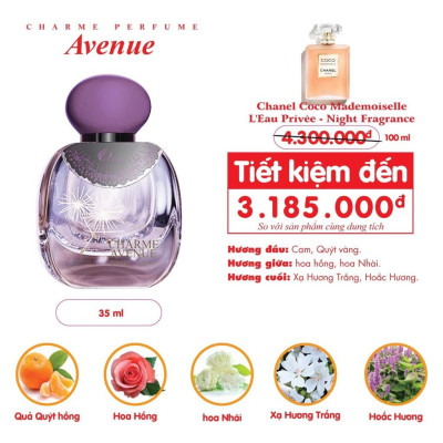 Nước hoa nữ thơm lâu, Charme Avenue, mùi hương hoa cỏ, nhẹ nhàng, quyến rũ, lưu hương lâu, 35ml