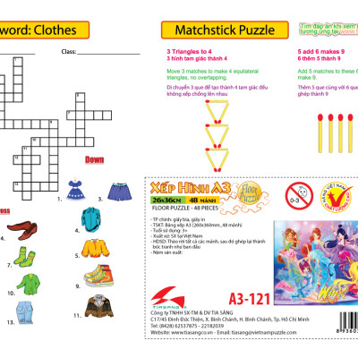 Xếp hình Tia Sáng WinX Club (48 Mảnh Ghép) - Tặng kèm câu đố mặt sau cho bé