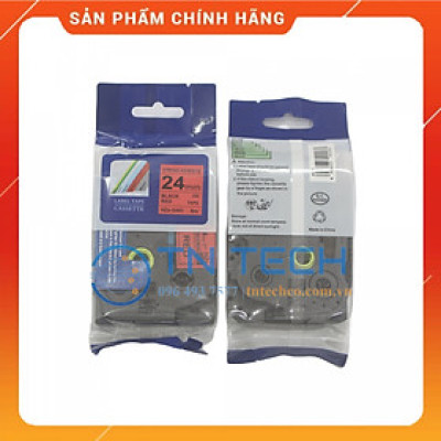 Nhãn In HZE-S451 - Đen nền đỏ 24mm x 8m - Dùng cho máy in BROTHER - AIMO - PUTY [Hàng nhập khẩu]