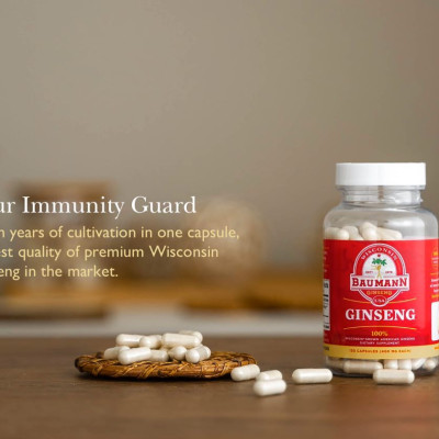 Sâm Mỹ-Sâm Hoa Kỳ thương hiệu Baumann dạng viên-100% American Gingseng-1 Chai 130 viên 400 mg