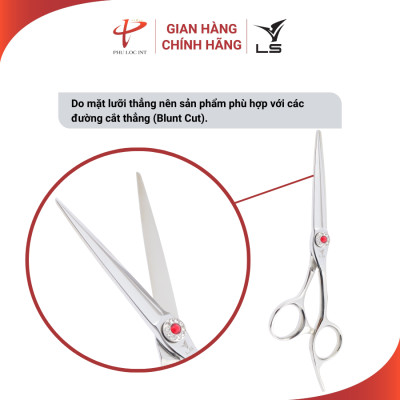 Kéo cắt tóc VLS FA43/6.0 lưỡi convex thẳng quai offset vênh đỡ ngón cố định - Hàng chính hãng