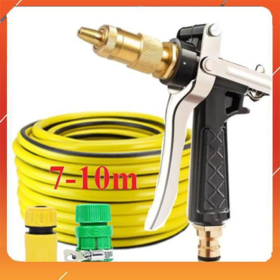 Vòi Xịt️Evoucher Bộ dây vòi xịt nước rửa xe, tưới cây , tăng áp 3 lần, loại 7m, 10m 206236  đầu đồng,cút,nối PE