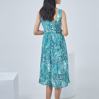 Đầm voan hoa xòe 2 dây Maxivic, La Mộc - LM0122127