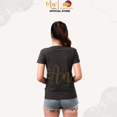 Áo Thun Nữ Cổ Tròn Màu RÊU ĐẬM 100% Cotton Cao Cấp, Kháng Khuẩn, Thấm Hút Mồ Hôi Thoáng Mát Suốt Cả Ngày - Gold Rhino