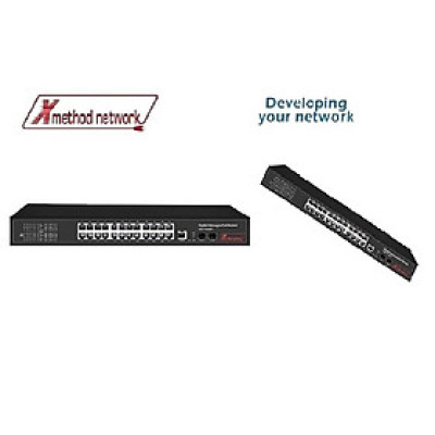 Bộ chuyển mạch 26 port managed switch, 24 port Gigabit PoE, 2 SFP, 400W power supply  - Xmethod Network - Hàng chính hãng 