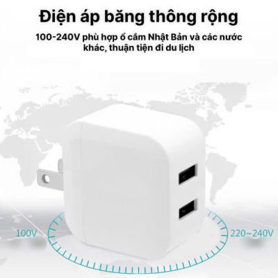 Củ sạc xuất Nhật 2.4A KFLY ( JHX-AC1908) chứng nhận PSE tiêu chuẩn Nhật Bản, dùng thử 30 ngày, Hàng chính hãng
