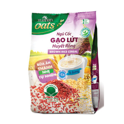 Combo 2 túi: Ngũ Cốc Gạo Lứt Huyết Rồng 400G + Ngũ Cốc Yến Mạch Hạnh Nhân Hạt Chia 400G[ít đường](Tặng Kèm 2 Túi Yến Mạch 150G)