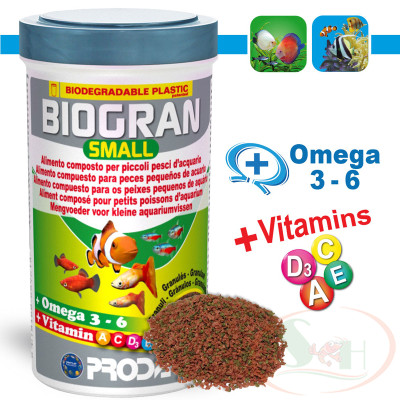 Thức ăn cá Prodac Biogran Small hạt nổi chìm chậm bể thủy sinh cảnh cá biển