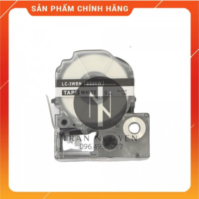 Nhãn in Tepra SS9KW (LC-3WBN) - Chữ đen nền trắng 9mm x 8m - Hàng nhập khẩu