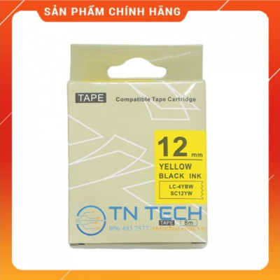 Nhãn in TEPRA - EPSON LC-4YBW (SC12YW) – Chữ đen nền vàng 12MM X 8M  - Dùng cho máy in nhãn TEPRA - EPSON [Hàng nhập khẩu]