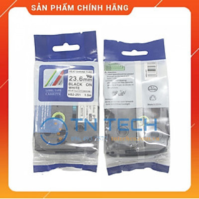 Ống co nhiệt HS2-251 - Đen nền trắng 23.6mm x 1.5m - Dùng cho máy in ống BROTHER - AIMO [Hàng nhập khẩu]